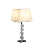 25" Crystal Geo Cubed Table Lamp With White Sharp Corner Square Tapered Shade - Homeroots