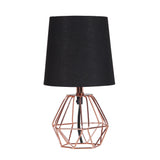 11" Copper Bedside Table Lamp With Black Empire Shade - Homeroots