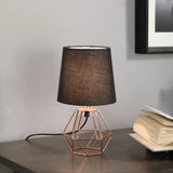 11" Copper Bedside Table Lamp With Black Empire Shade - Homeroots - Flyclothing LLC
