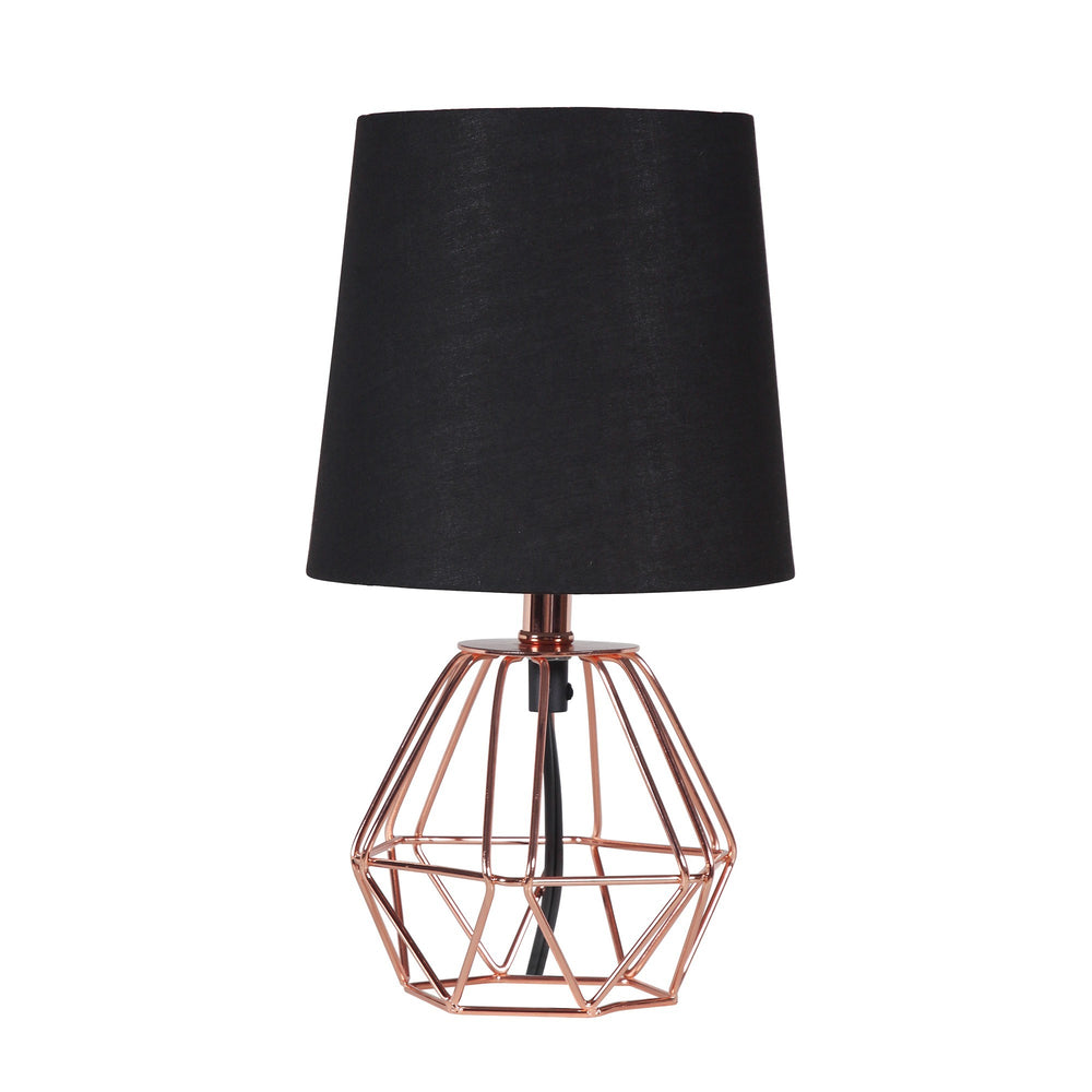 11" Copper Bedside Table Lamp With Black Empire Shade - Homeroots - Flyclothing LLC