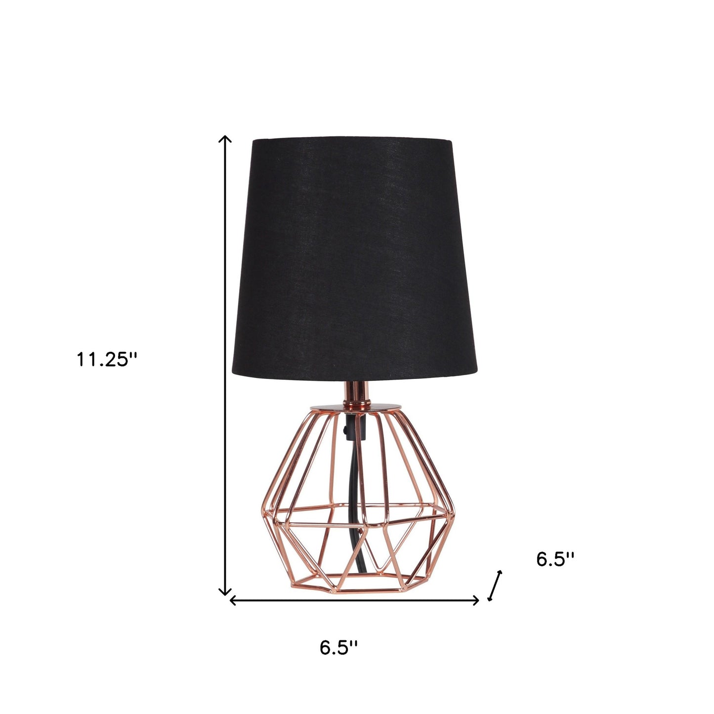 11" Copper Bedside Table Lamp With Black Empire Shade - Homeroots - Flyclothing LLC