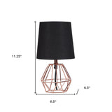 11" Copper Bedside Table Lamp With Black Empire Shade - Homeroots - Flyclothing LLC
