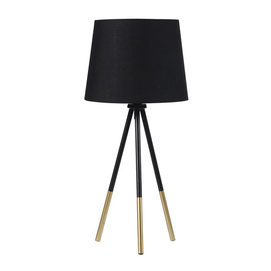 20" Gold Tripod Table Lamp With Black Empire Shade - Homeroots