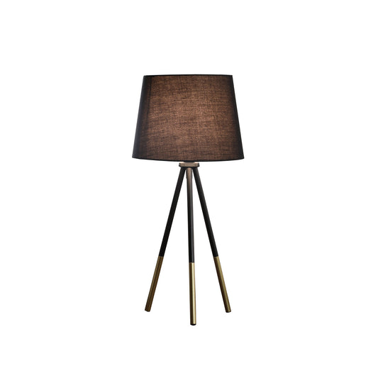 20" Gold Tripod Table Lamp With Black Empire Shade - Homeroots