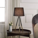 20" Gold Tripod Table Lamp With Black Empire Shade - Homeroots