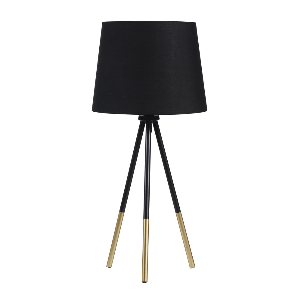 20" Gold Tripod Table Lamp With Black Empire Shade - Homeroots
