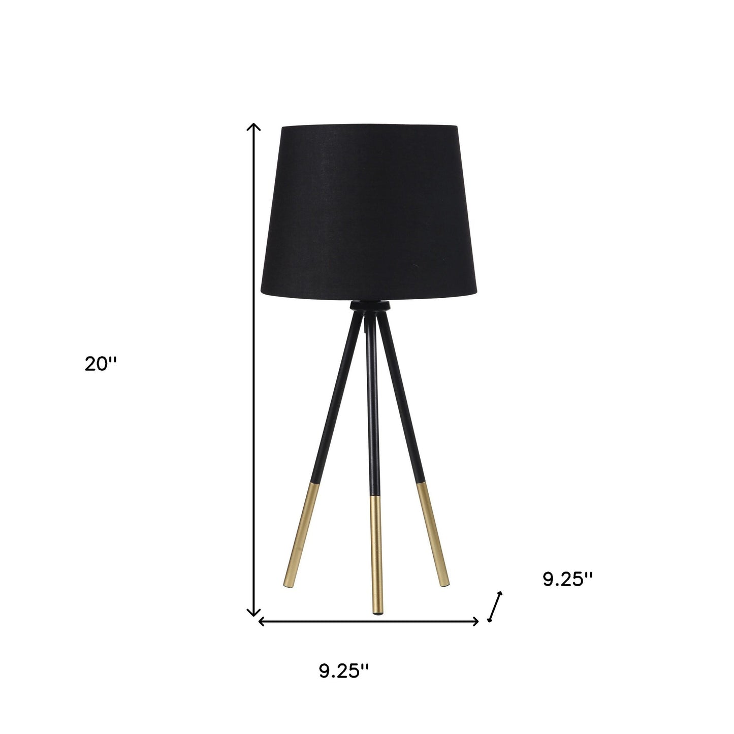 20" Gold Tripod Table Lamp With Black Empire Shade - Homeroots - Flyclothing LLC