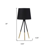 20" Gold Tripod Table Lamp With Black Empire Shade - Homeroots - Flyclothing LLC