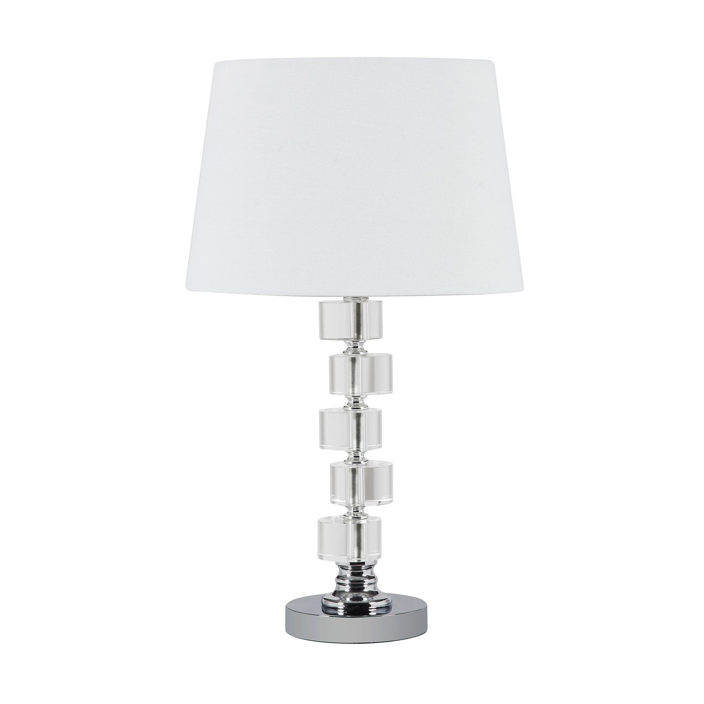 20" Silver Crystal Stacked Geo Cubes Table Lamp With White Classic Empire Shade - Homeroots - Flyclothing LLC