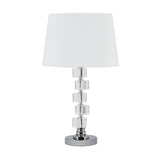 20" Silver Crystal Stacked Geo Cubes Table Lamp With White Classic Empire Shade - Homeroots - Flyclothing LLC