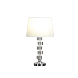 20" Silver Crystal Stacked Geo Cubes Table Lamp With White Classic Empire Shade - Homeroots - Flyclothing LLC