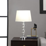 20" Silver Crystal Stacked Geo Cubes Table Lamp With White Classic Empire Shade - Homeroots - Flyclothing LLC