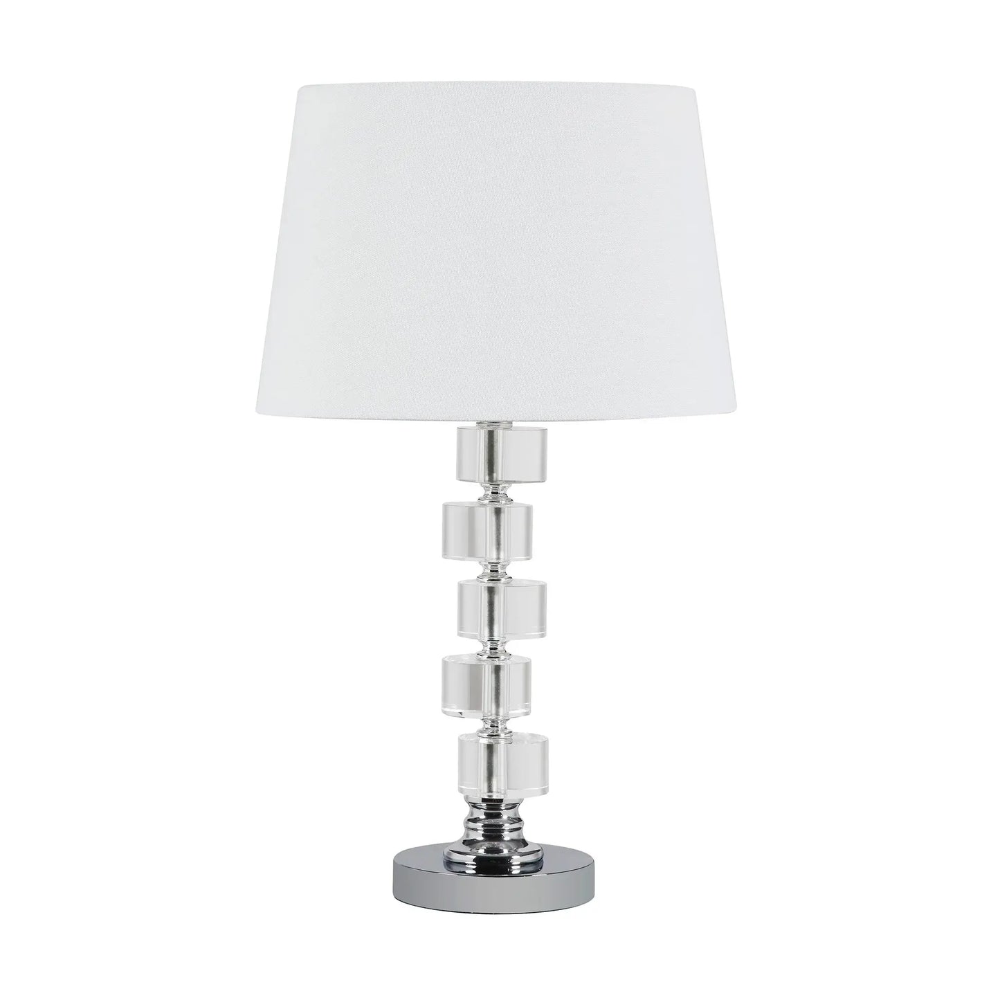 20" Silver Crystal Stacked Geo Cubes Table Lamp With White Classic Empire Shade - Homeroots - Flyclothing LLC