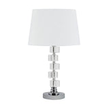 20" Silver Crystal Stacked Geo Cubes Table Lamp With White Classic Empire Shade - Homeroots - Flyclothing LLC