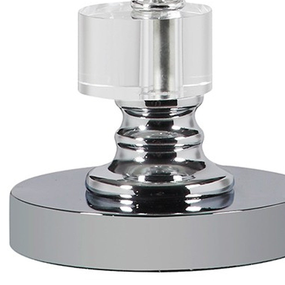 20" Silver Crystal Stacked Geo Cubes Table Lamp With White Classic Empire Shade - Homeroots