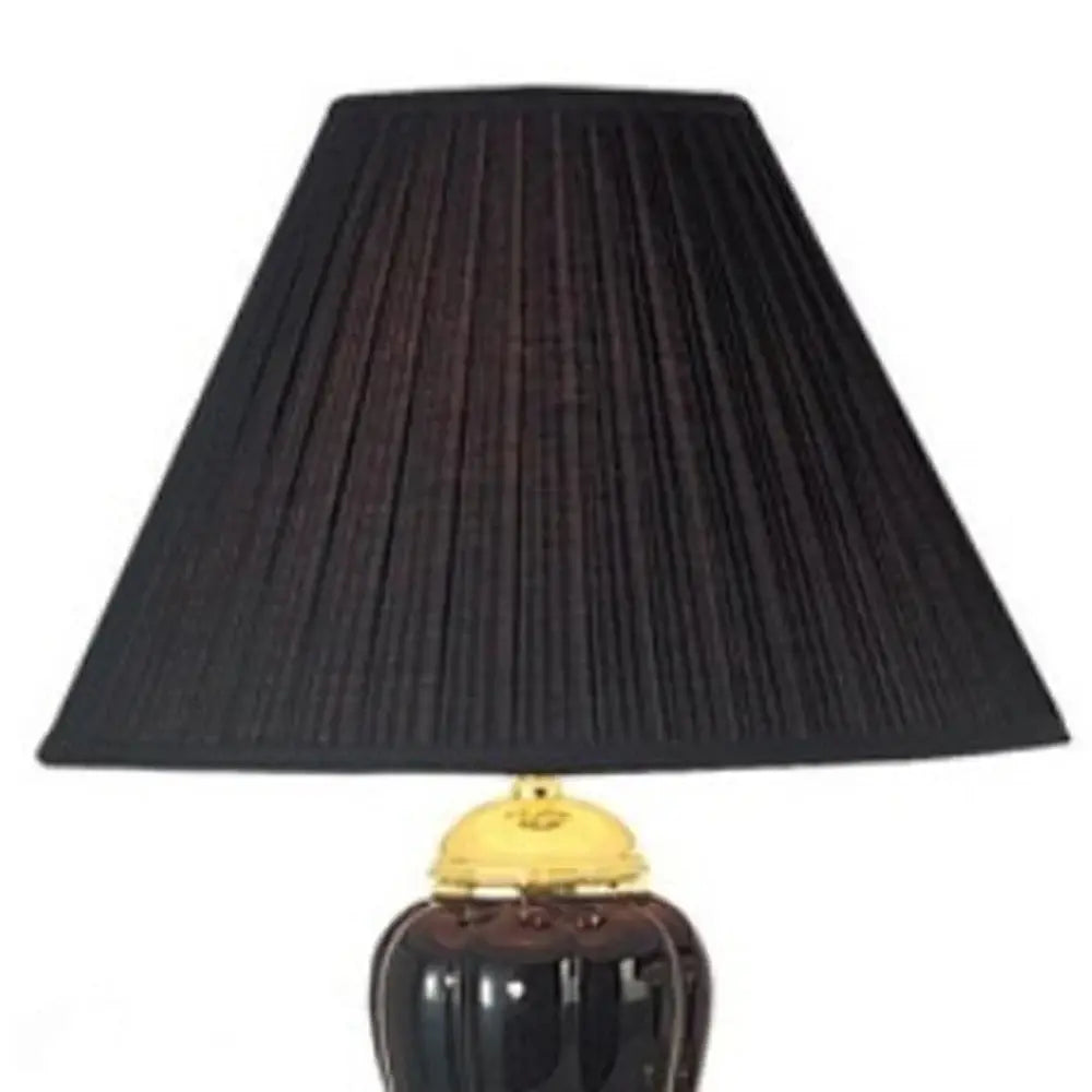 Set Of Three 64" Gold Ceramic Bedside Floor and Table Lamp Set With Black Empire Shade - Homeroots - Flyclothing LLC
