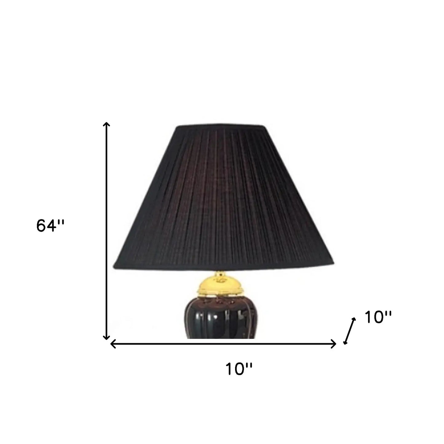 Set Of Three 64" Gold Ceramic Bedside Floor and Table Lamp Set With Black Empire Shade - Homeroots - Flyclothing LLC