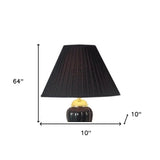 Set Of Three 64" Gold Ceramic Bedside Floor and Table Lamp Set With Black Empire Shade - Homeroots - Flyclothing LLC