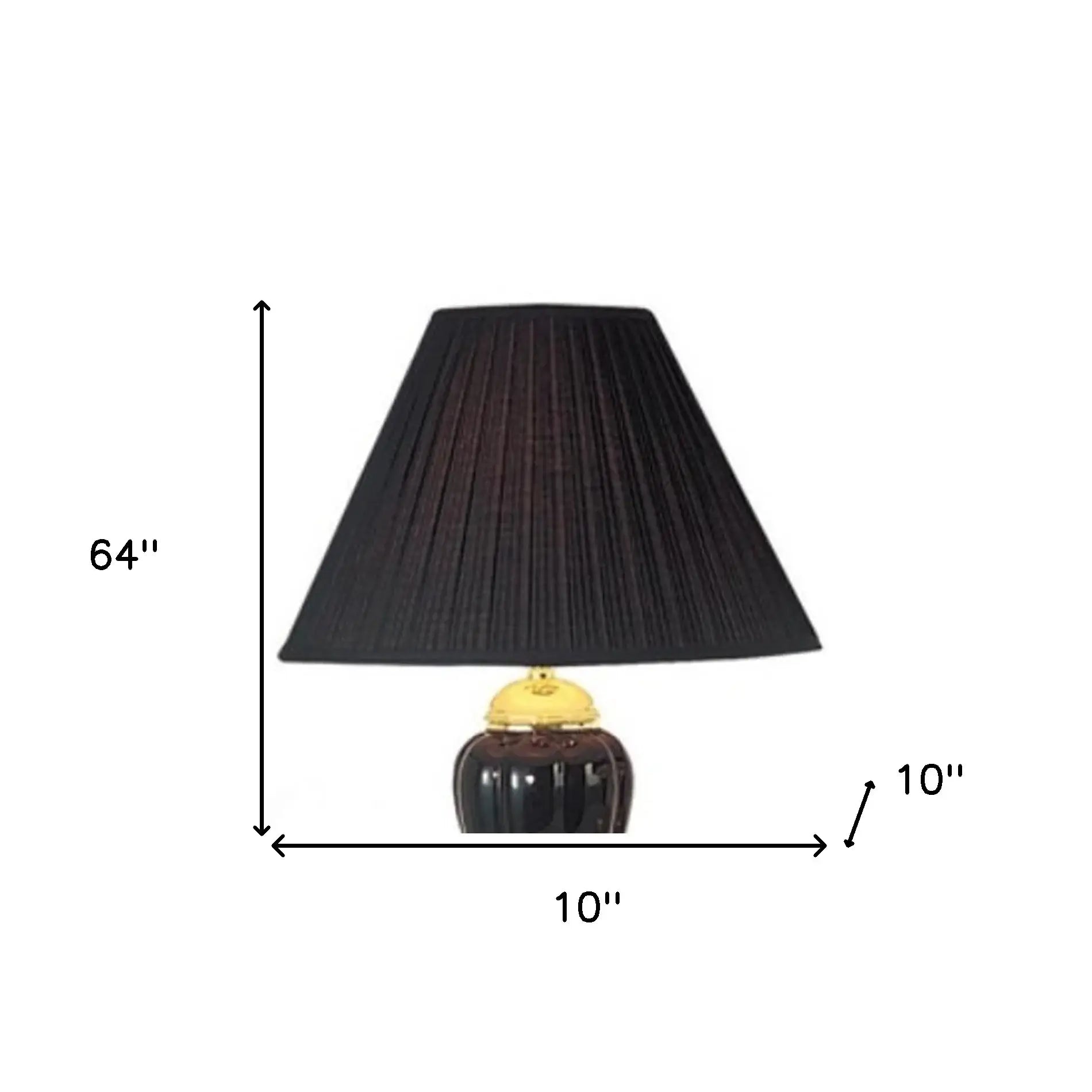 Set Of Three 64" Gold Ceramic Bedside Floor and Table Lamp Set With Black Empire Shade - Homeroots - Flyclothing LLC