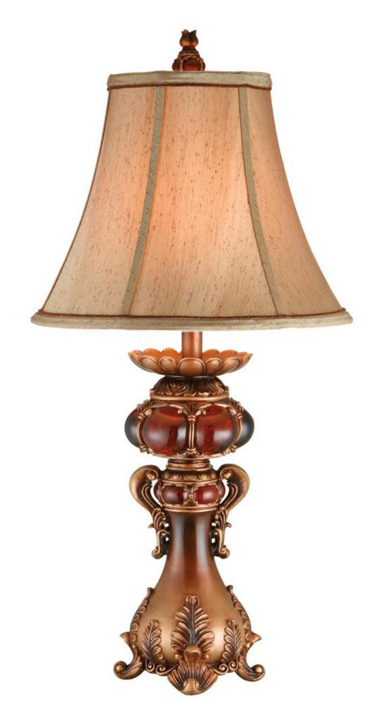 Antique Inspired Table Lamp with Linen Lamp Shade - Homeroots - Flyclothing LLC