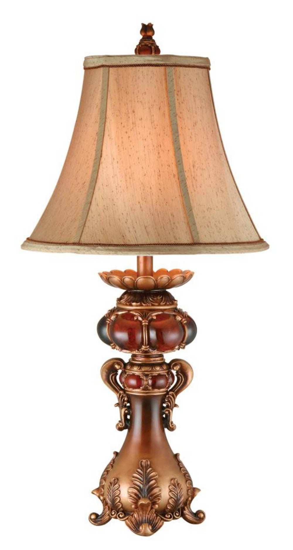 Antique Inspired Table Lamp with Linen Lamp Shade - Homeroots - Flyclothing LLC