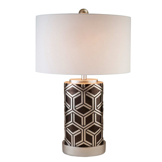 Deep Brown and Silver Geo Weave Table Lamp - Homeroots - Flyclothing LLC