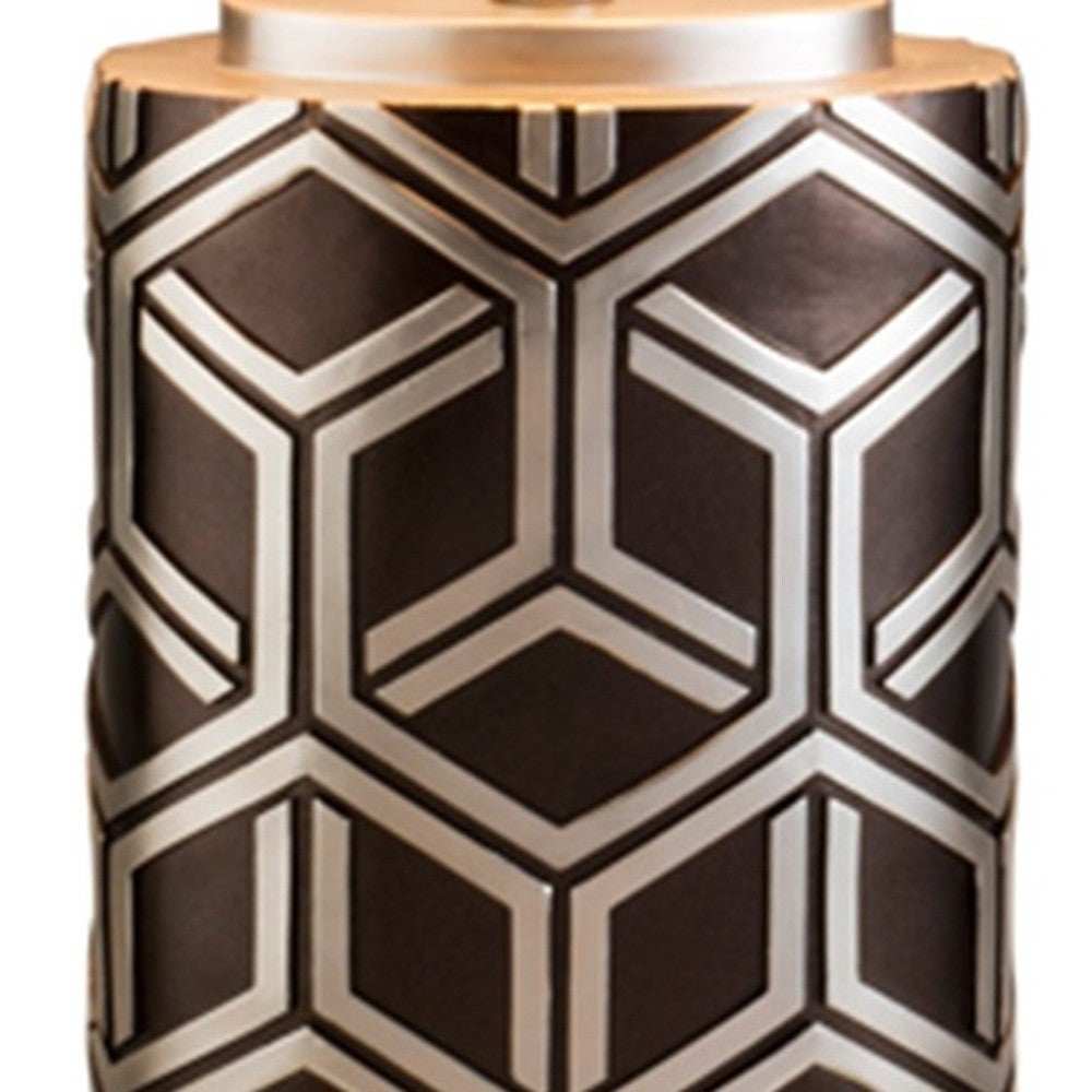 Deep Brown and Silver Geo Weave Table Lamp - Homeroots - Flyclothing LLC