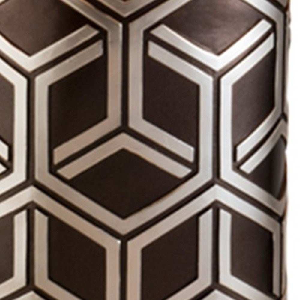 Deep Brown and Silver Geo Weave Table Lamp - Homeroots - Flyclothing LLC