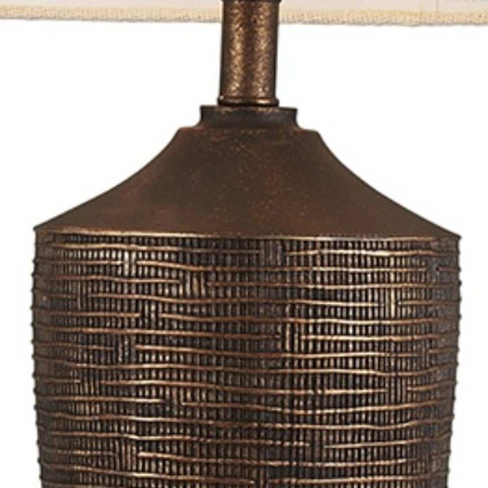 Fantastic Rustic Ribbed Bronze Table Lamp - Homeroots - Flyclothing LLC