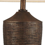 Fantastic Rustic Ribbed Bronze Table Lamp - Homeroots