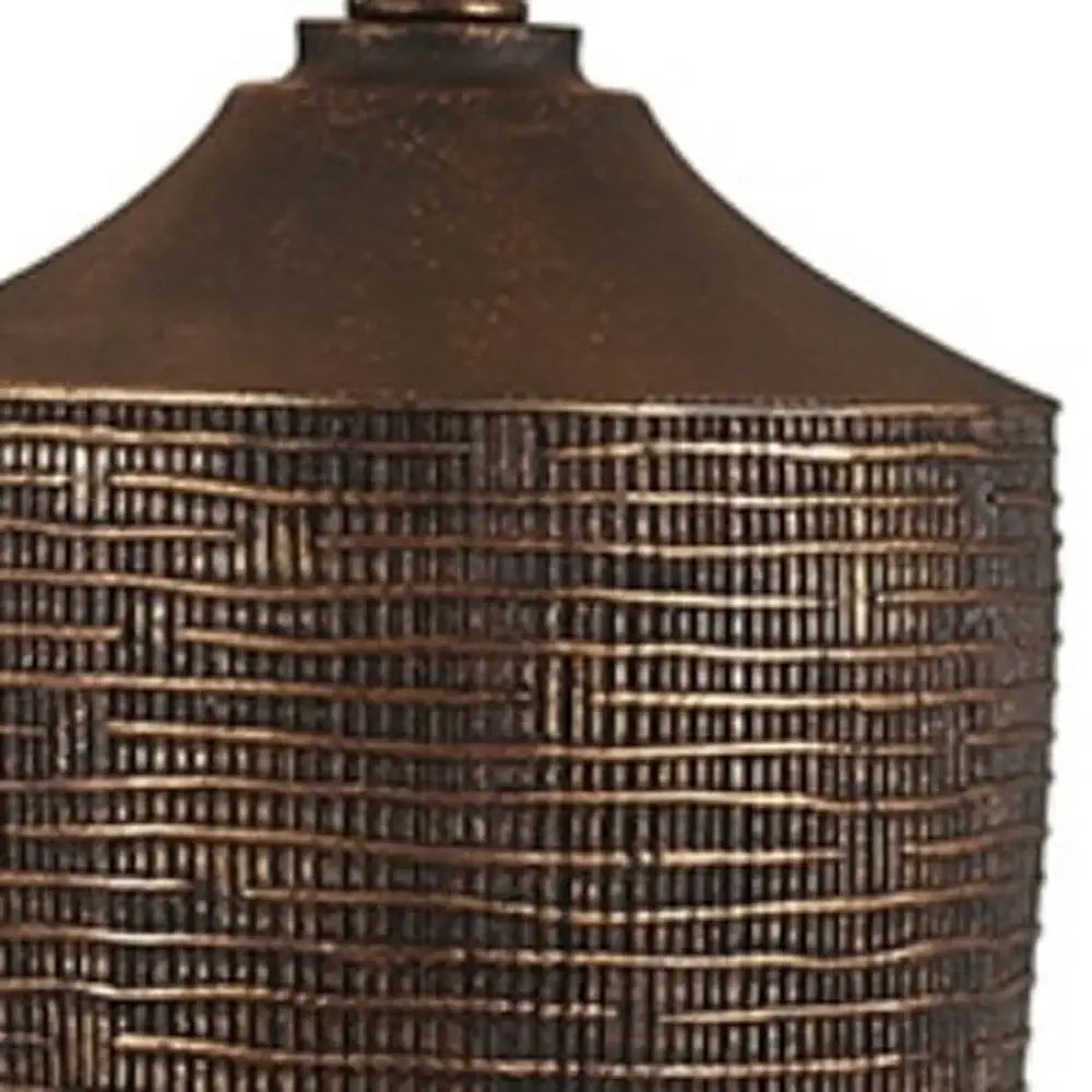 Fantastic Rustic Ribbed Bronze Table Lamp - Homeroots - Flyclothing LLC