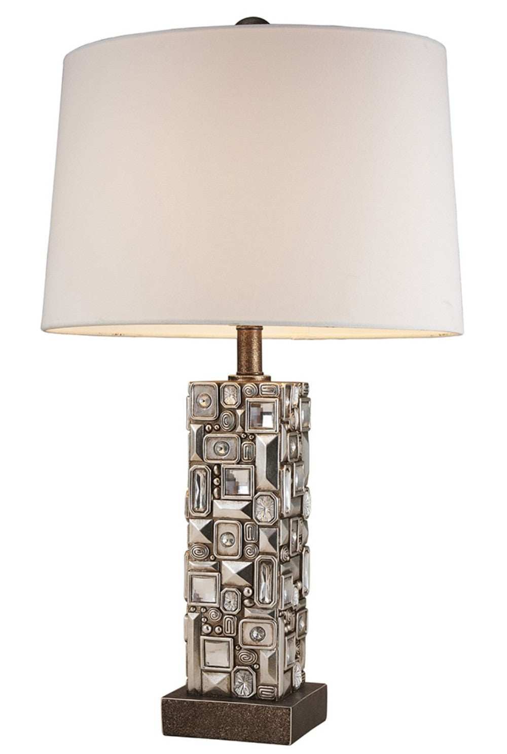 Silver Table Lamp with Abstract Mirror Design - Homeroots - Flyclothing LLC