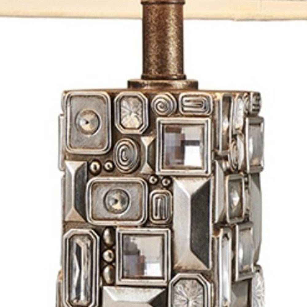 Silver Table Lamp with Abstract Mirror Design - Homeroots - Flyclothing LLC