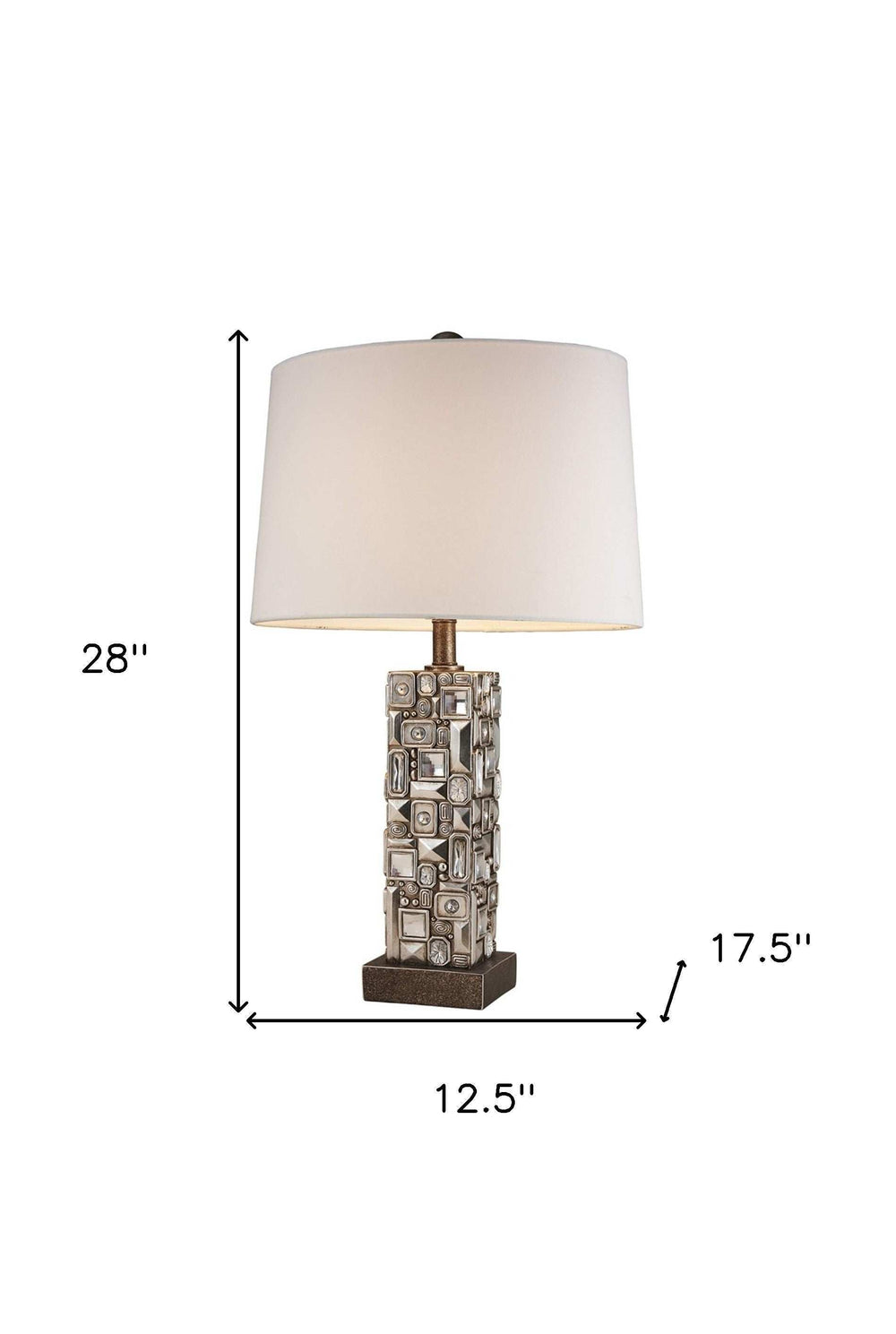 Silver Table Lamp with Abstract Mirror Design - Homeroots - Flyclothing LLC
