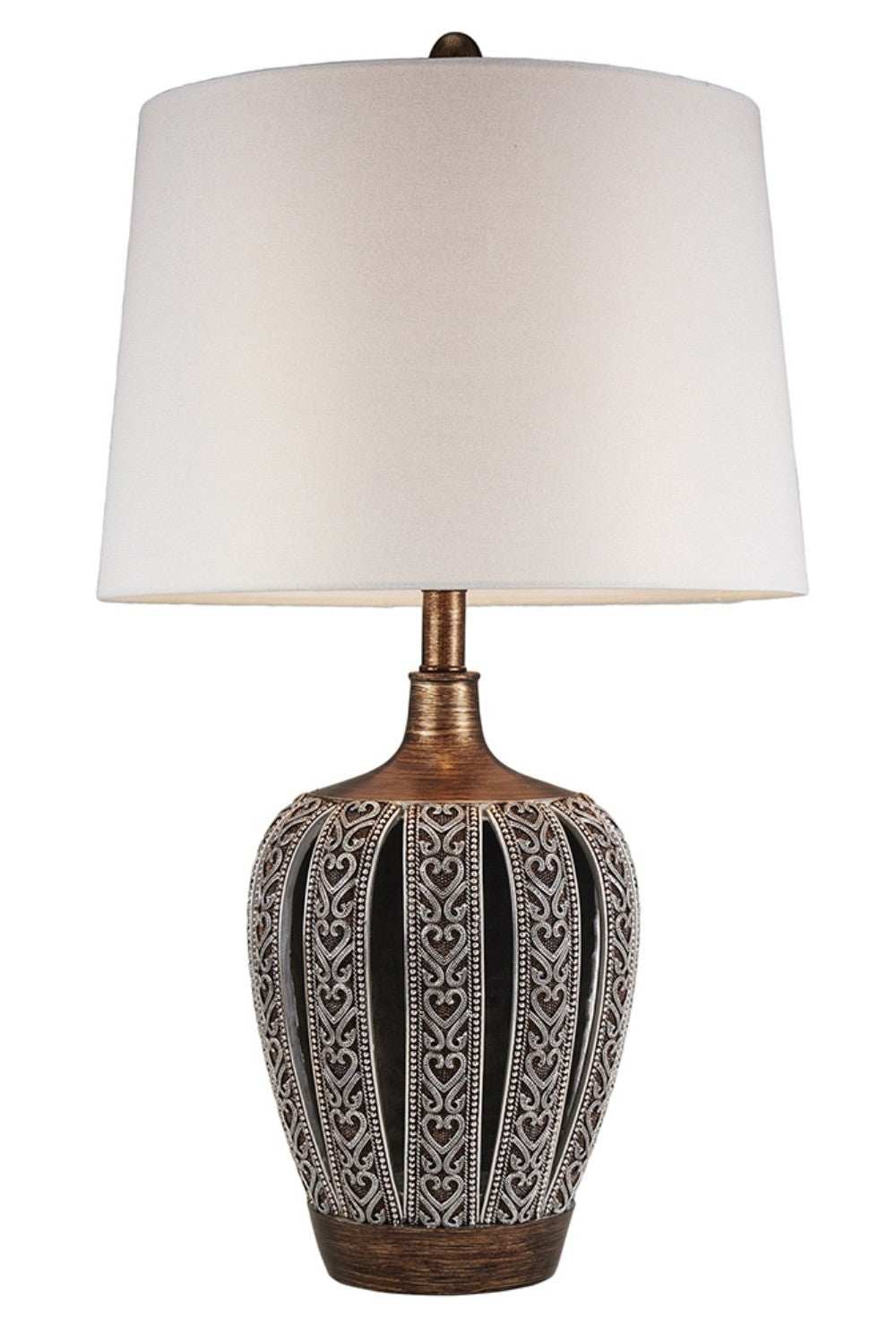 Primo Tall Brown Table Lamp with White Lamp Shade - Homeroots - Flyclothing LLC