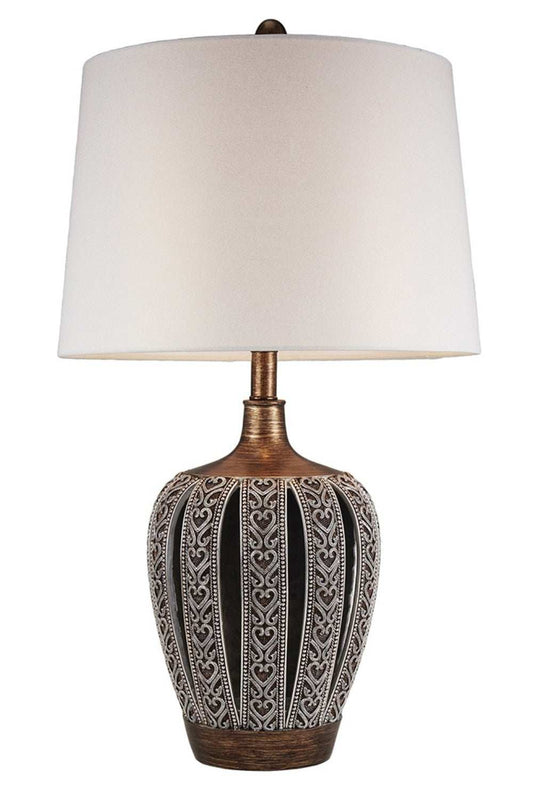Primo Tall Brown Table Lamp with White Lamp Shade - Homeroots - Flyclothing LLC