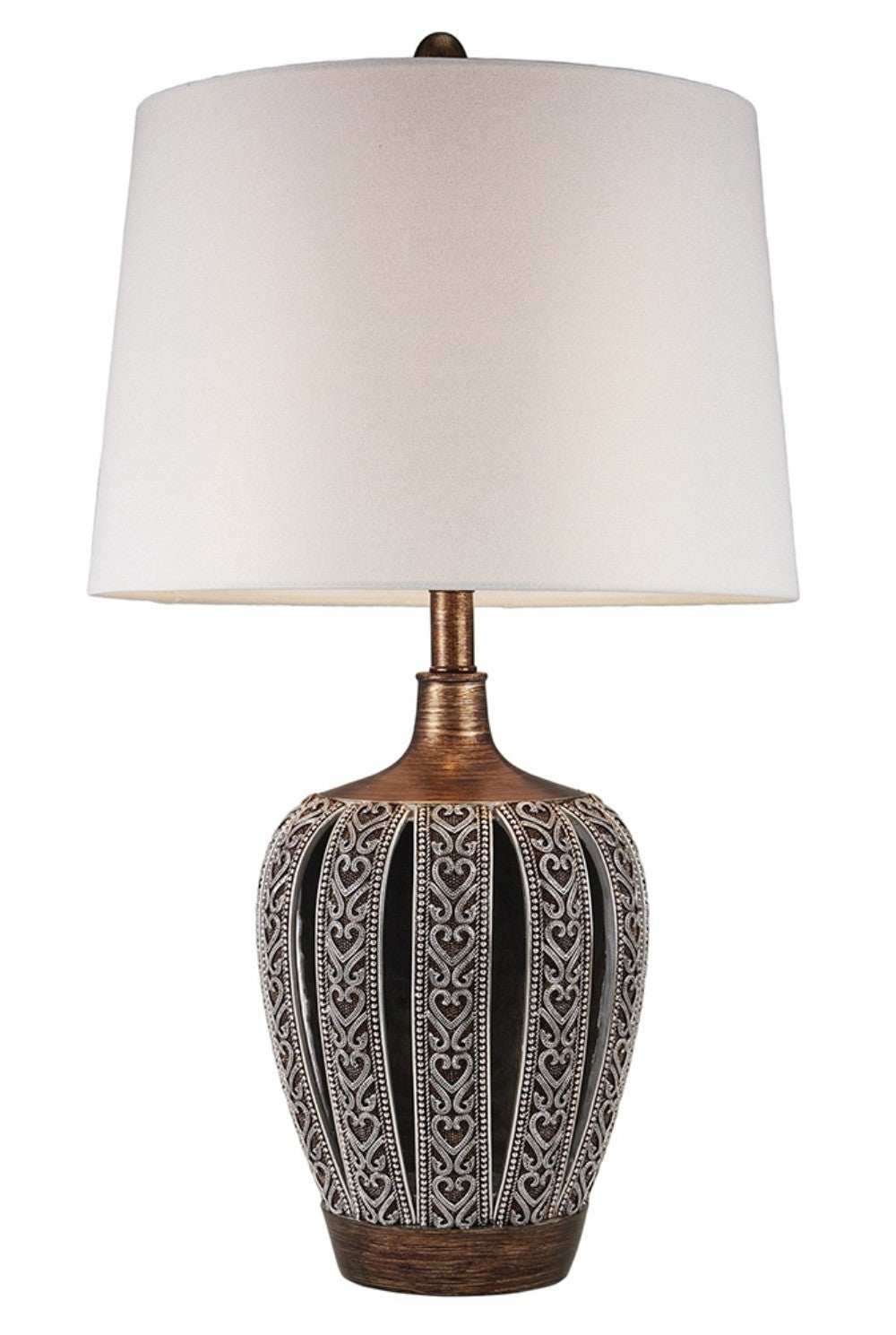 Primo Tall Brown Table Lamp with White Lamp Shade - Homeroots - Flyclothing LLC