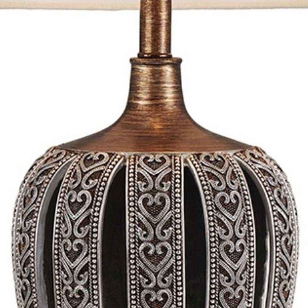 Primo Tall Brown Table Lamp with White Lamp Shade - Homeroots - Flyclothing LLC