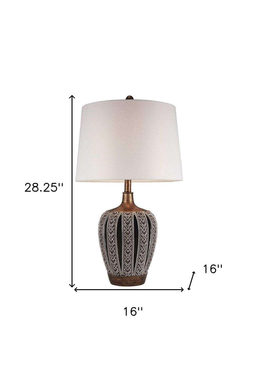 Primo Tall Brown Table Lamp with White Lamp Shade - Homeroots - Flyclothing LLC