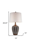 Primo Tall Brown Table Lamp with White Lamp Shade - Homeroots - Flyclothing LLC
