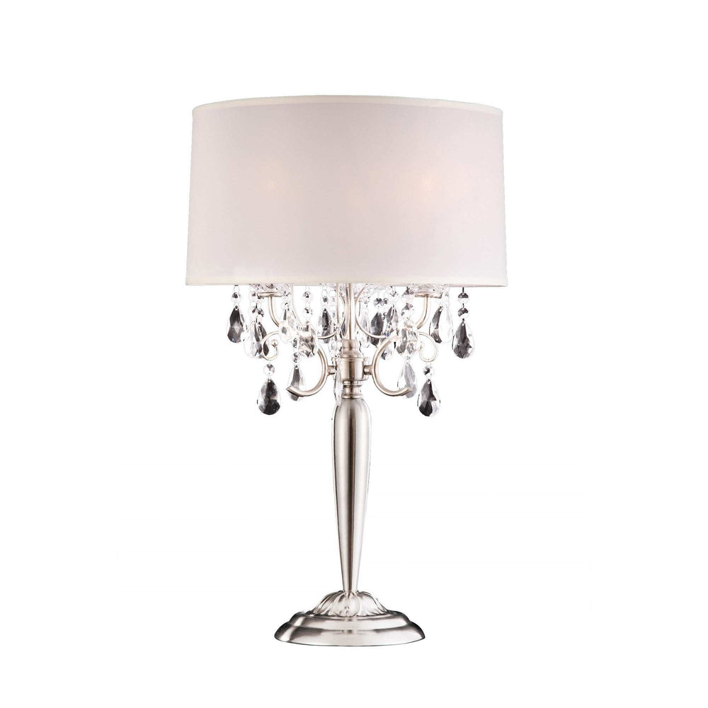 Glam Silver Scroll Chandelier Faux Crystal Table Lamp - Homeroots - Flyclothing LLC