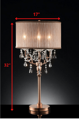 32" Clear and Rose Gold Faux Crystal Accent Table Lamp - Homeroots - Flyclothing LLC