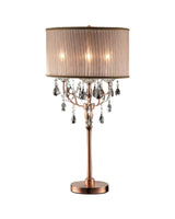 32" Clear and Rose Gold Faux Crystal Accent Table Lamp - Homeroots - Flyclothing LLC