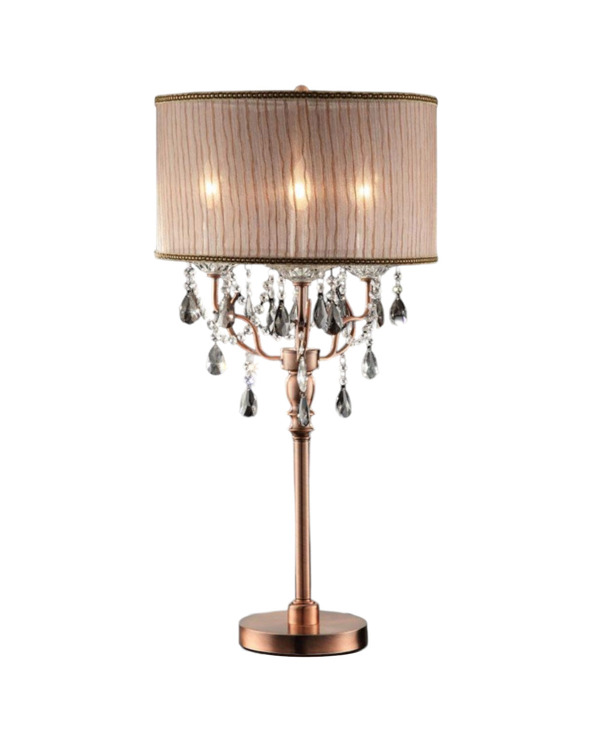32" Clear and Rose Gold Faux Crystal Accent Table Lamp - Homeroots - Flyclothing LLC
