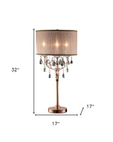 32" Clear and Rose Gold Faux Crystal Accent Table Lamp - Homeroots - Flyclothing LLC
