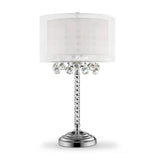 Chic Silver Tall Table Lamp with Crystal Accents and Silver Shade - Homeroots