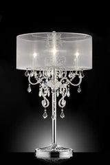 Glam Silver Faux Crystal Accent Table Lamp with See Thru Shade - Homeroots - Flyclothing LLC