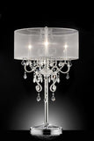 Glam Silver Faux Crystal Accent Table Lamp with See Thru Shade - Homeroots - Flyclothing LLC