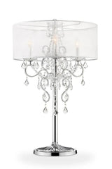 Glam Silver Faux Crystal Accent Table Lamp with See Thru Shade - Homeroots - Flyclothing LLC