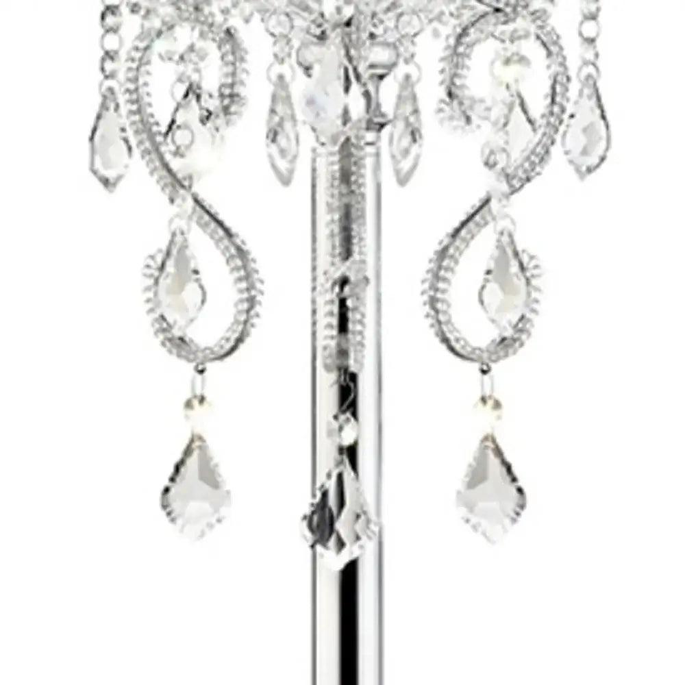 Glam Silver Faux Crystal Accent Table Lamp with See Thru Shade - Homeroots - Flyclothing LLC